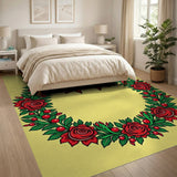 Red Rose Wreath with Bow Area Rug