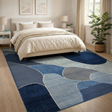 Abstract Navy Teal Geometric Area Rug