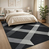 Bold Black White Geometric Diamond Black and White Area Rug