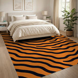 Bold Orange Tiger Stripe Boho Chic Area Rug