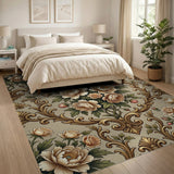 Elegant Beige Peony Floral Vintage Area Rug
