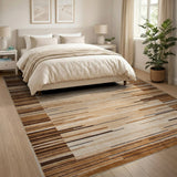 Brown and Tan Brown Tan Geometric Stripe Area Rug
