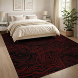 Crimson Swirl Abstract Area Rug