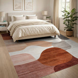 Abstract Rust Blob Area Rug in Beige Cream