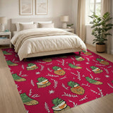 Vibrant Pineapple Fruit Pattern Red Area Rug