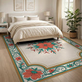 Multi-color and Patterns Ornate Red Floral Medallion Area Rug