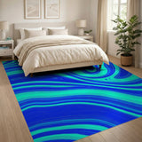 Blue and Teal Abstract Area Swirling Blue Teal Abstract Area Rug