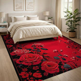Vintage Crimson Rose Vines Area Rug