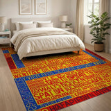 Vibrant Multi-Color Typographic Geometric Rug
