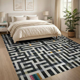 Multi-color and Patterns Labyrinth Maze Geometric Area Rug
