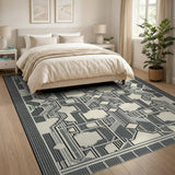 Geometric Modern Black White Geometric Modern Area Rug