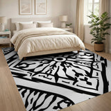 Bold Black White Geometric Diamond Area Rug