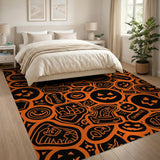 Halloween Jack-o-Lantern Patchwork Orange Rug