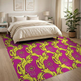Vibrant Yellow Paisley on Hot Pink Area Rug