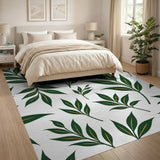 Boho Chic Lush Green Leaves Area Rug