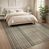 Black Diamond Grid Beige Area Rug
