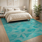 Blue and Teal Abstract Geometric Area Rug