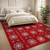 Geometric Modern Snowflake Red Snowflake Geometric Area Rug