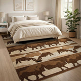 Bison Silhouette Heritage Rug in Brown Tan