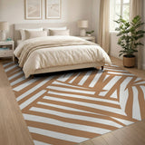 Tan Woven Geometric Stripe Area Rug