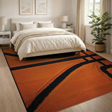 Orange Basketball Pixel Area Rug