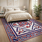 Ornate Red Blue Persian Area Rug
