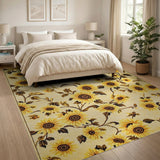 Yellow Vintage Sunflower Floral Area Rug
