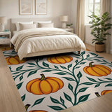 Fruit Pattern Orange Pumpkin Harvest Pattern Area Rug