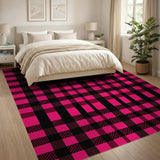 Pink Bold Pink Black Buffalo Plaid Area Rug