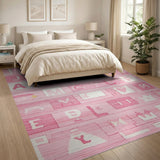 Playful Pink ABC Alphabet Kids Area Rug
