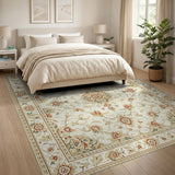 Traditional Persian Ivory Traditional Persian Floral Rug