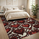 Ornate Red Heart Lattice Area Rug