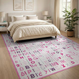 Vibrant Pink Letter Mosaic Area Rug