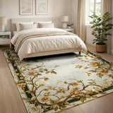 Vintage Floral Vine Border Area Rug