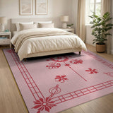 Vintage Pink Floral Star Medallion Rug