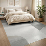 Modern Curved Abstract Beige Grey Area Rug