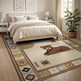 Adorable Teddy Bear Lounging Kids Rug
