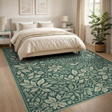 Sage Green Leaf and Berry Floral Area Rug