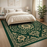 Green Traditional Persian Emerald Green Persian Medallion Area Rug