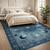 Moon Phase Celestial Blue Area Rug
