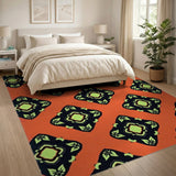 Vibrant Orange Geometric Diamond Pattern Area Rug