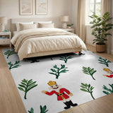 Festive Nutcracker Holly Cartoon Area Rug