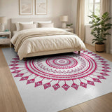 Geometric Modern Pink Vibrant Pink Mandala Geometric Area Rug