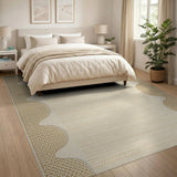 Scalloped Border Beige Woven Area Rug