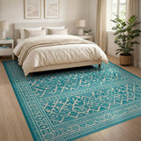 Geometric Modern Teal Geometric Woven Area Rug