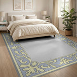 Elegant Acanthus Floral Border Rug