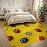 Vibrant Fruit Scatter Yellow Area Rug