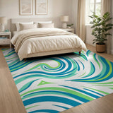 Blue and Teal Blue Swirling Abstract Area Rug