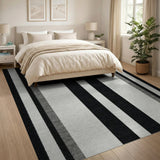 Geometric Modern Black and White Modern Black White Vertical Striped Area Rug