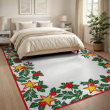 Festive Holly Berry Star Border Rug